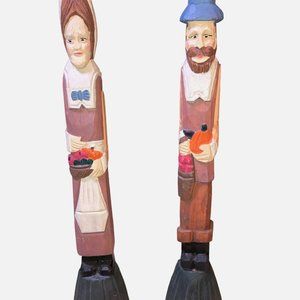 Thanksgiving Pilgrim Figurines Thin Holiday Figures